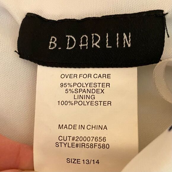 B Darlin Strapless Mini Dress Abstract Print Tropical Pockets Juniors Size 13-14 - Picture 6 of 7